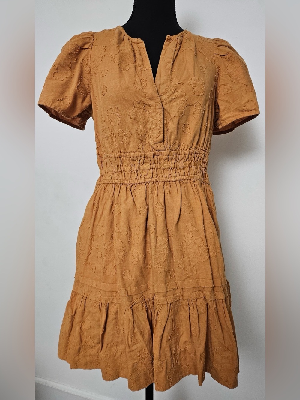 Anthropologie Women’s M Somerset Mini Dress Orange Textured Cotton Boho Chic - Picture 2 of 5